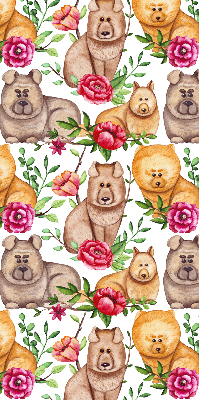 Rolgordijn voor het raam Honden tussen de bloemen