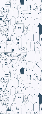 Rolgordijn voor het raam Getekende huizen