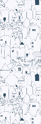 Rolgordijn voor het raam Getekende huizen