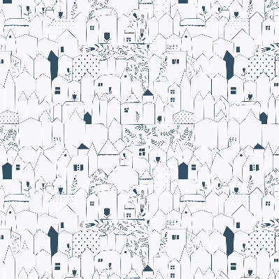 Rolgordijn voor het raam Getekende huizen