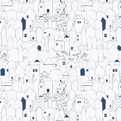 Rolgordijn voor het raam Getekende huizen