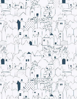 Rolgordijn voor het raam Getekende huizen