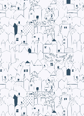 Rolgordijn voor het raam Getekende huizen