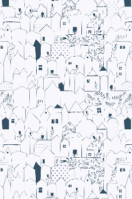 Rolgordijn voor het raam Getekende huizen