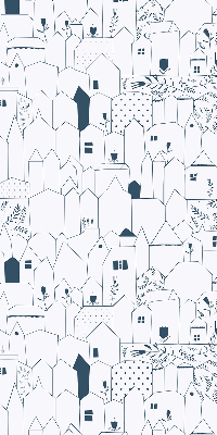 Rolgordijn voor het raam Getekende huizen