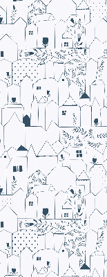 Rolgordijn voor het raam Getekende huizen