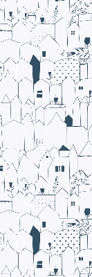 Rolgordijn voor het raam Getekende huizen