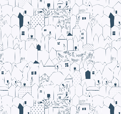 Rolgordijn voor het raam Getekende huizen