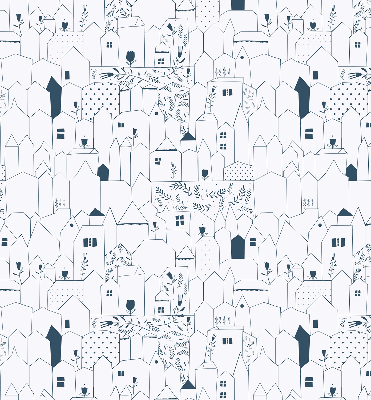 Rolgordijn voor het raam Getekende huizen