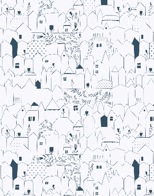 Rolgordijn voor het raam Getekende huizen