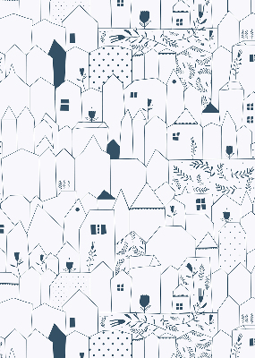 Rolgordijn voor het raam Getekende huizen