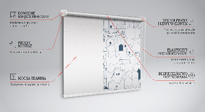 Rolgordijn voor het raam Getekende huizen