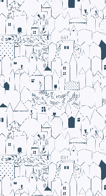 Rolgordijn voor het raam Getekende huizen