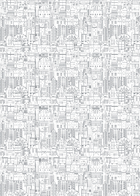 Rolgordijn voor het raam Schets van de stad