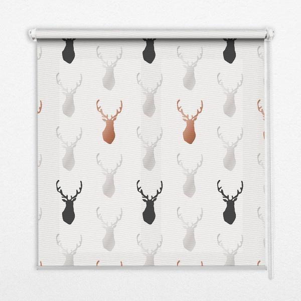 Rolgordijn voor het raam Getekende hertenkoppen
