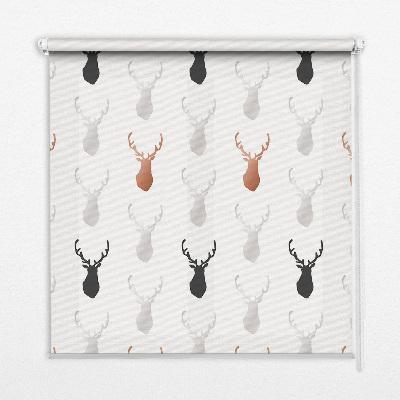 Rolgordijn voor het raam Getekende hertenkoppen