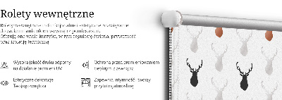 Rolgordijn voor het raam Getekende hertenkoppen