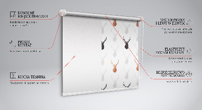 Rolgordijn voor het raam Getekende hertenkoppen