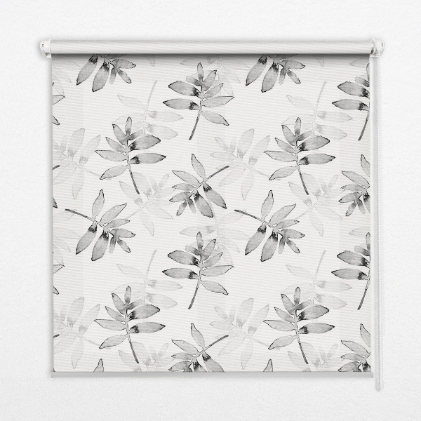 Rolgordijn voor het raam Grijs getekende bladeren