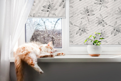 Rolgordijn voor het raam Grijs getekende bladeren