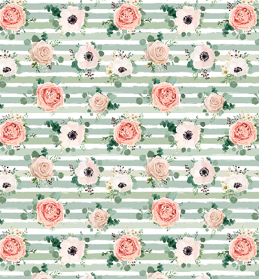 Rolgordijn verduisterend Rozen op groene horizontale strepen