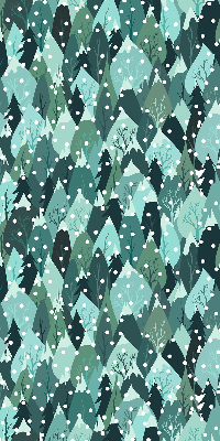 Rolgordijn voor het raam Bos en vallende sneeuw