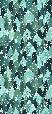 Rolgordijn voor het raam Bos en vallende sneeuw