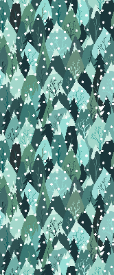 Rolgordijn voor het raam Bos en vallende sneeuw