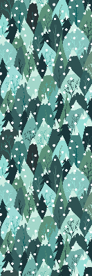 Rolgordijn voor het raam Bos en vallende sneeuw