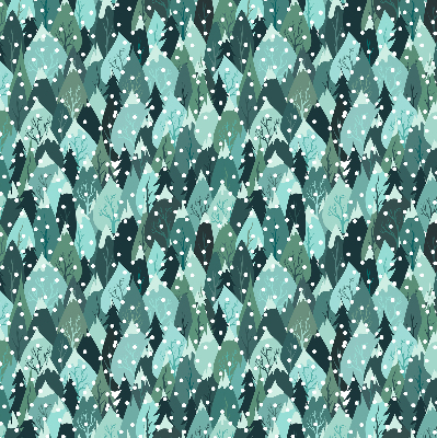 Rolgordijn voor het raam Bos en vallende sneeuw