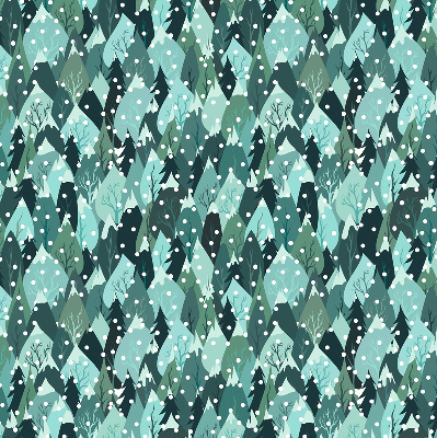 Rolgordijn voor het raam Bos en vallende sneeuw