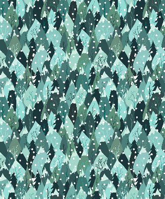 Rolgordijn voor het raam Bos en vallende sneeuw