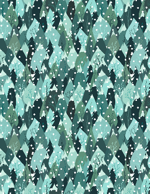 Rolgordijn voor het raam Bos en vallende sneeuw