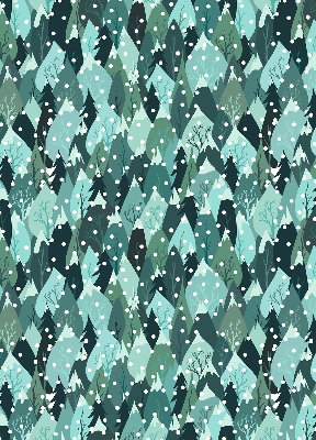 Rolgordijn voor het raam Bos en vallende sneeuw