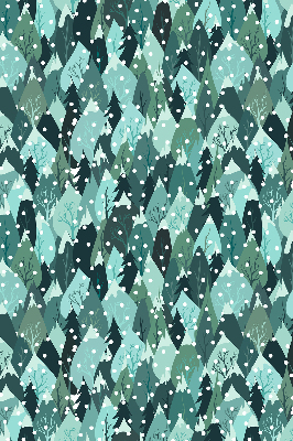 Rolgordijn voor het raam Bos en vallende sneeuw