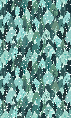 Rolgordijn voor het raam Bos en vallende sneeuw