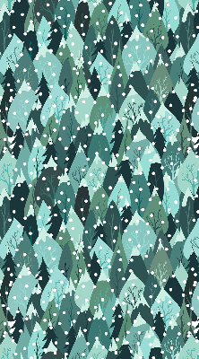 Rolgordijn voor het raam Bos en vallende sneeuw