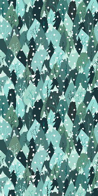 Rolgordijn voor het raam Bos en vallende sneeuw