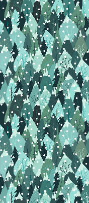 Rolgordijn voor het raam Bos en vallende sneeuw