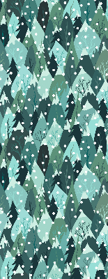 Rolgordijn voor het raam Bos en vallende sneeuw