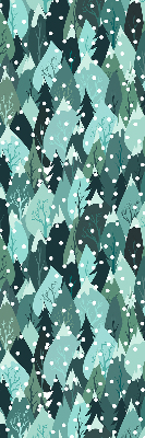 Rolgordijn voor het raam Bos en vallende sneeuw