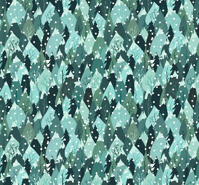 Rolgordijn voor het raam Bos en vallende sneeuw