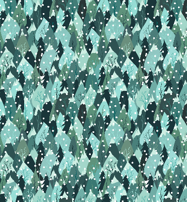 Rolgordijn voor het raam Bos en vallende sneeuw