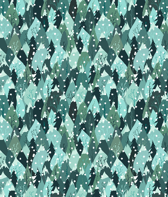 Rolgordijn voor het raam Bos en vallende sneeuw