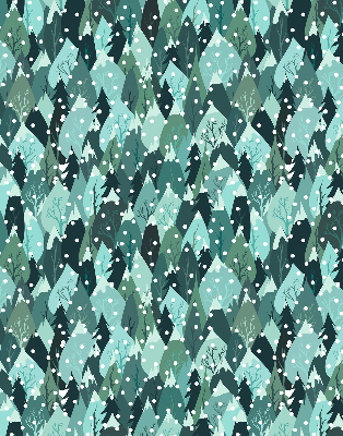 Rolgordijn voor het raam Bos en vallende sneeuw