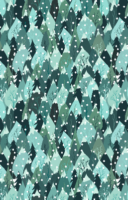 Rolgordijn voor het raam Bos en vallende sneeuw