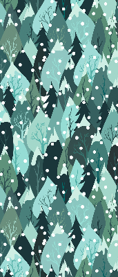 Rolgordijn voor het raam Bos en vallende sneeuw