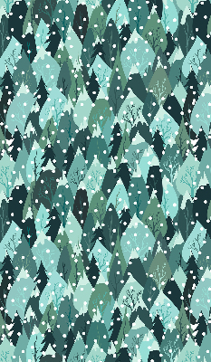 Rolgordijn voor het raam Bos en vallende sneeuw