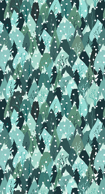 Rolgordijn voor het raam Bos en vallende sneeuw