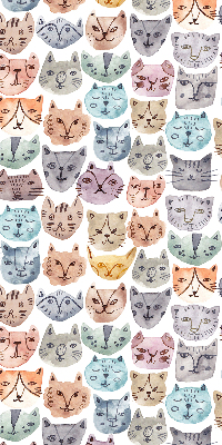 Rolgordijn voor het raam Kleurrijke kattengezichten